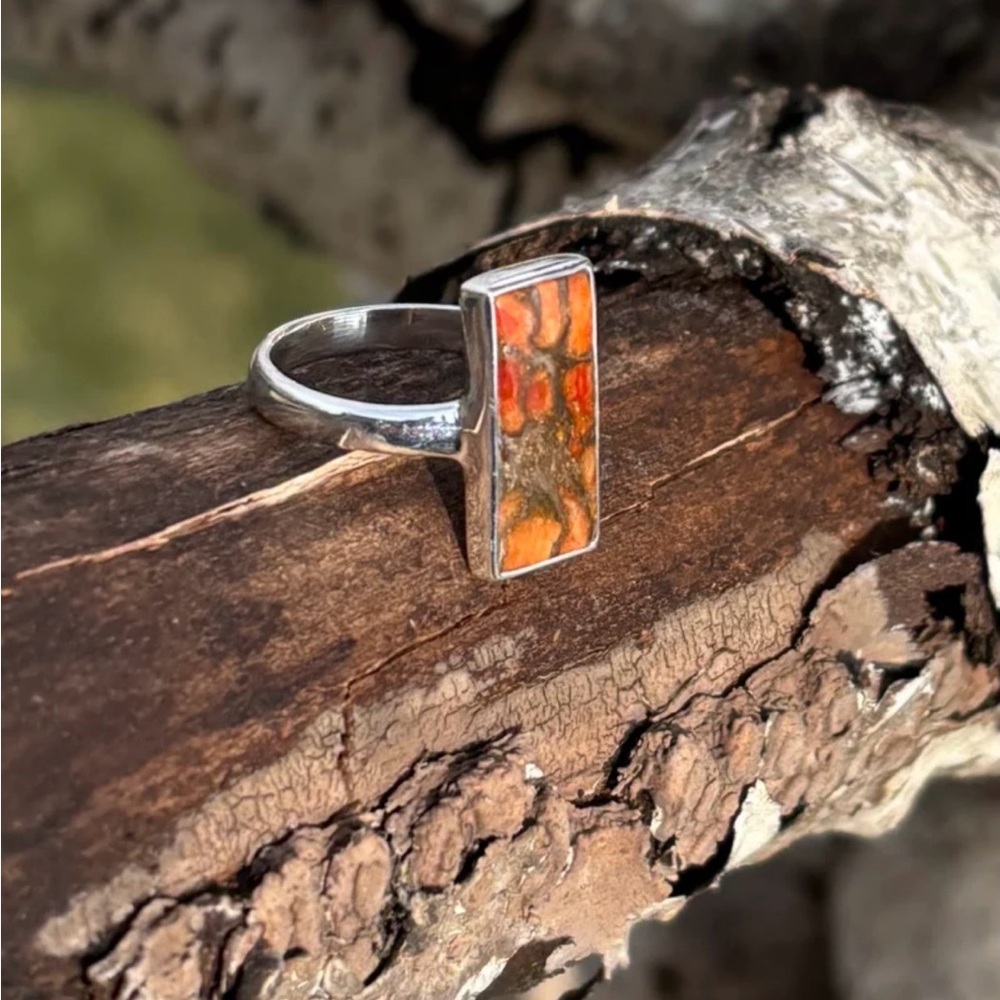 Red Copper Turquoise Ring - Picture 4 of 10